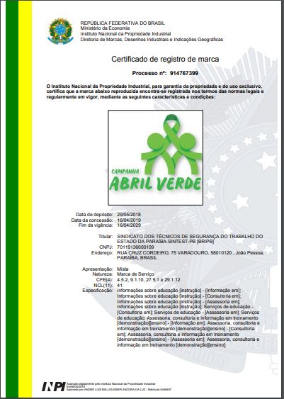 ABRIL VERDE IDEALIZADO NA PARAÍBA RECEBE REGISTRO OFICIAL